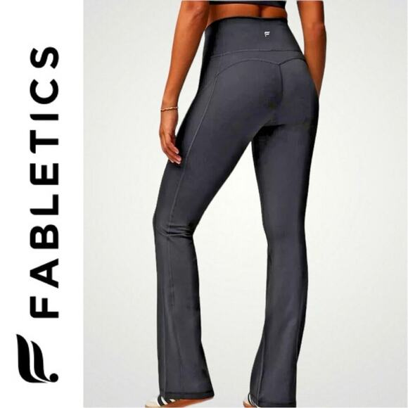 Fabletics NEW Oasis PureLuxe High Waisted Pocket Kick Flare Black Leggings Large - Picture 3 of 7